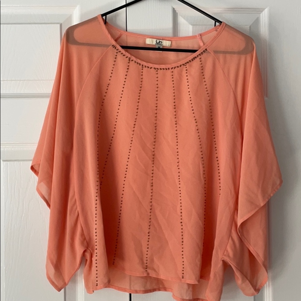 Coral sheer blouse
